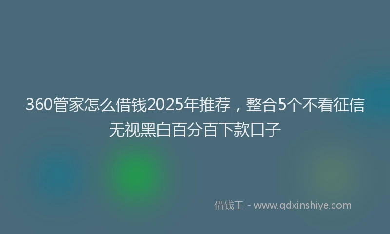 360管家怎么借钱2025年推荐，整合5个不看征信无视黑白百分百下款口子