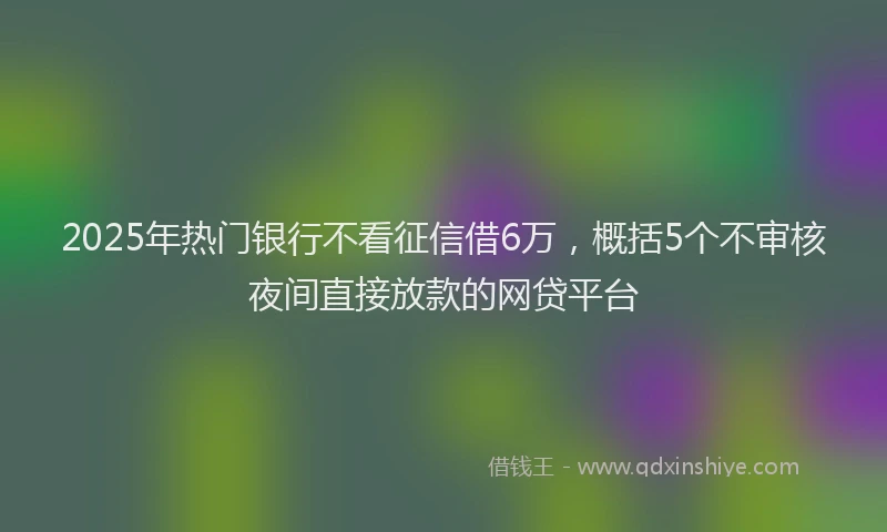 2025年热门银行不看征信借6万，概括5个不审核夜间直接放款的网贷平台