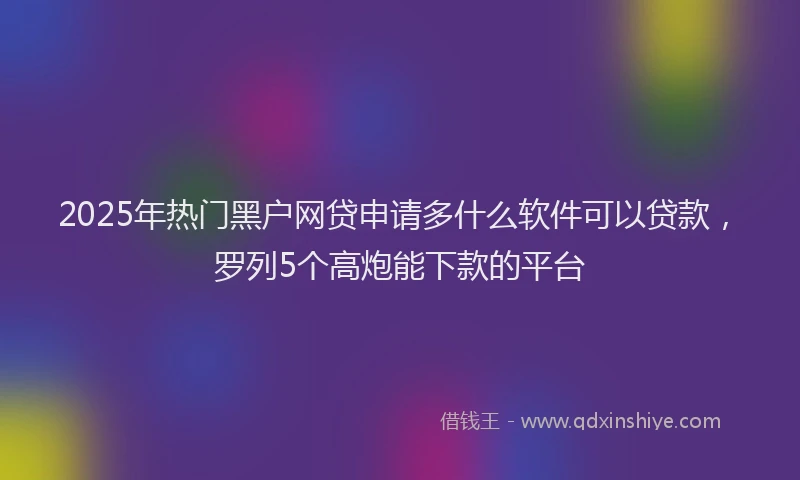 2025年热门黑户网贷申请多什么软件可以贷款，罗列5个高炮能下款的平台