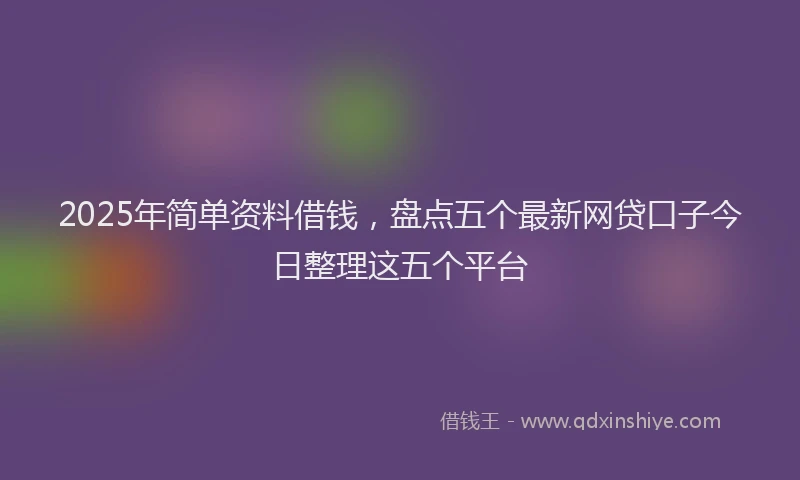 2025年简单资料借钱，盘点五个最新网贷口子今日整理这五个平台