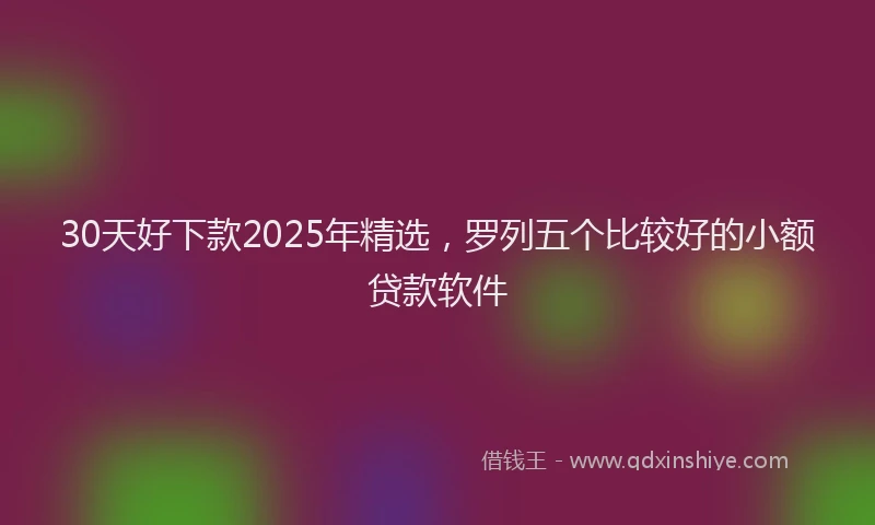 30天好下款2025年精选，罗列五个比较好的小额贷款软件