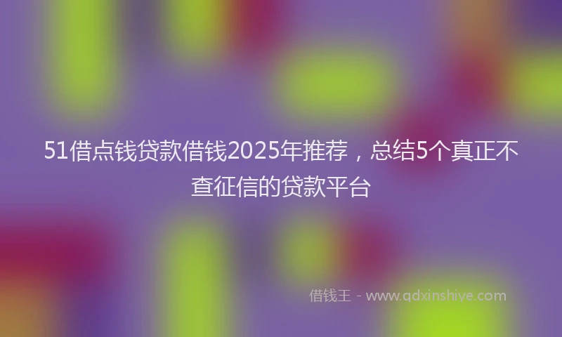51借点钱贷款借钱2025年推荐，总结5个真正不查征信的贷款平台