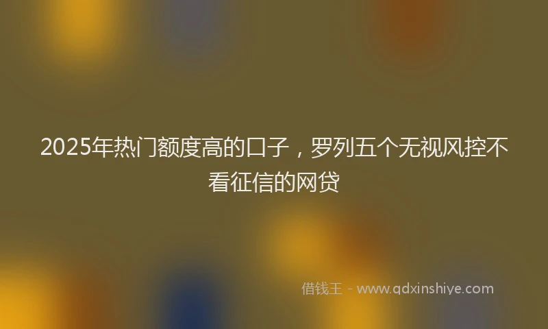2025年热门额度高的口子，罗列五个无视风控不看征信的网贷