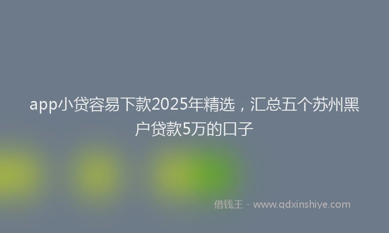 app小贷容易下款2025年精选，汇总五个苏州黑户贷款5万的口子