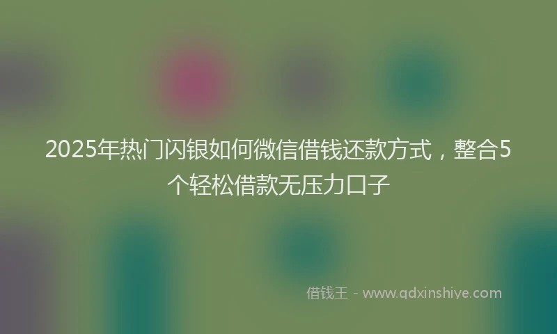 2025年热门闪银如何微信借钱还款方式,整合5个轻松借款无压力口子