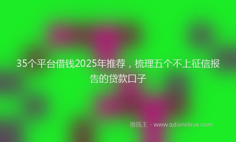 35个平台借钱2025年推荐，梳理五个不上征信报告的贷款口子