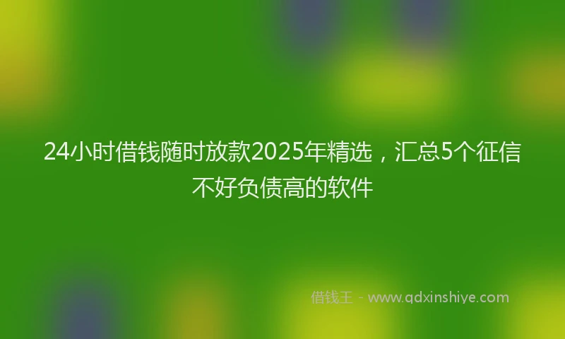 24小时借钱随时放款2025年精选，汇总5个征信不好负债高的软件