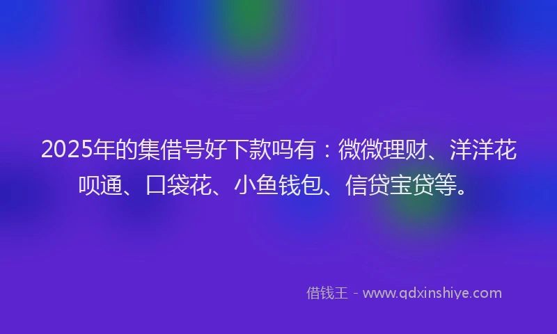 2025年的集借号好下款吗有：微微理财、洋洋花呗通、口袋花、小鱼钱包、信贷宝贷等。