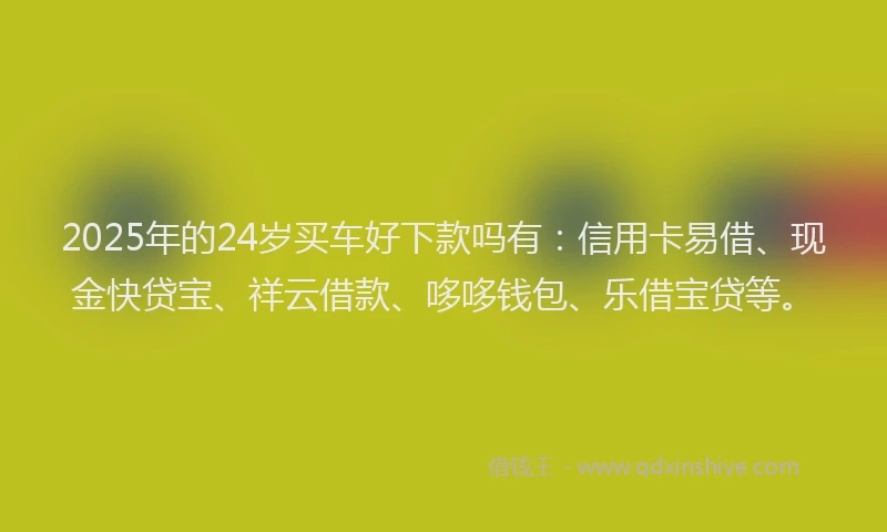 2025年的24岁买车好下款吗有：信用卡易借、现金快贷宝、祥云借款、哆哆钱包、乐借宝贷等。
