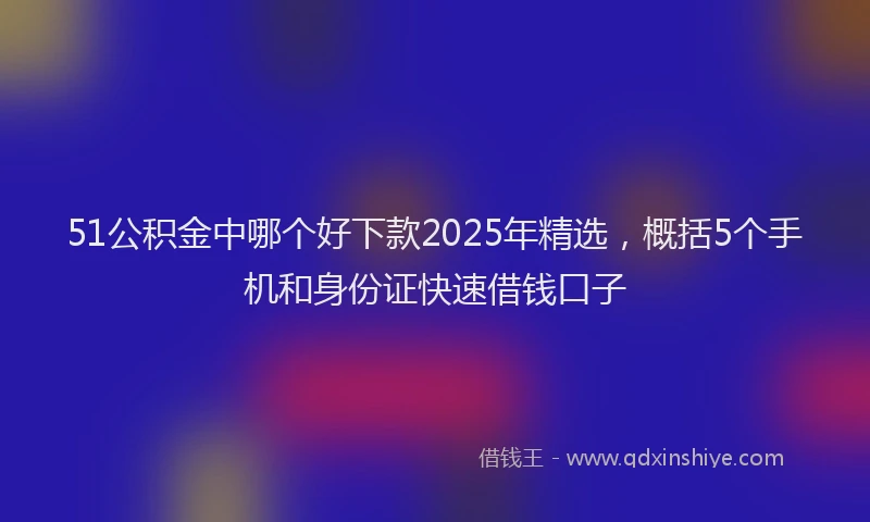51公积金中哪个好下款2025年精选，概括5个手机和身份证快速借钱口子