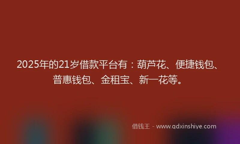 2025年的21岁借款平台有：葫芦花、便捷钱包、普惠钱包、金租宝、新一花等。