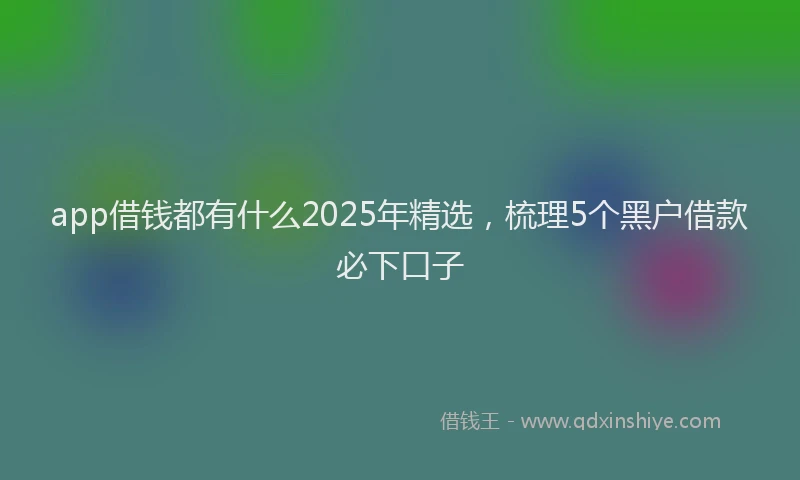 app借钱都有什么2025年精选，梳理5个黑户借款必下口子