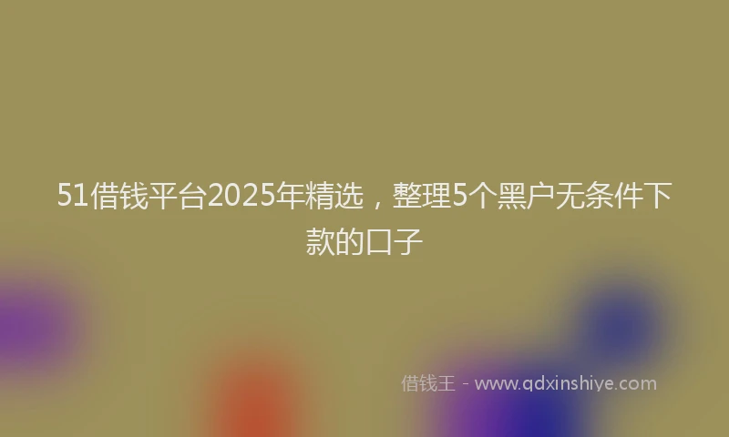 51借钱平台2025年精选，整理5个黑户无条件下款的口子