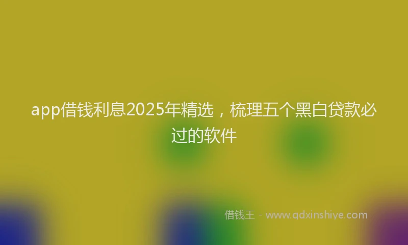 app借钱利息2025年精选，梳理五个黑白贷款必过的软件