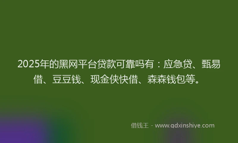 2025年的黑网平台贷款可靠吗有：应急贷、甄易借、豆豆钱、现金侠快借、森森钱包等。