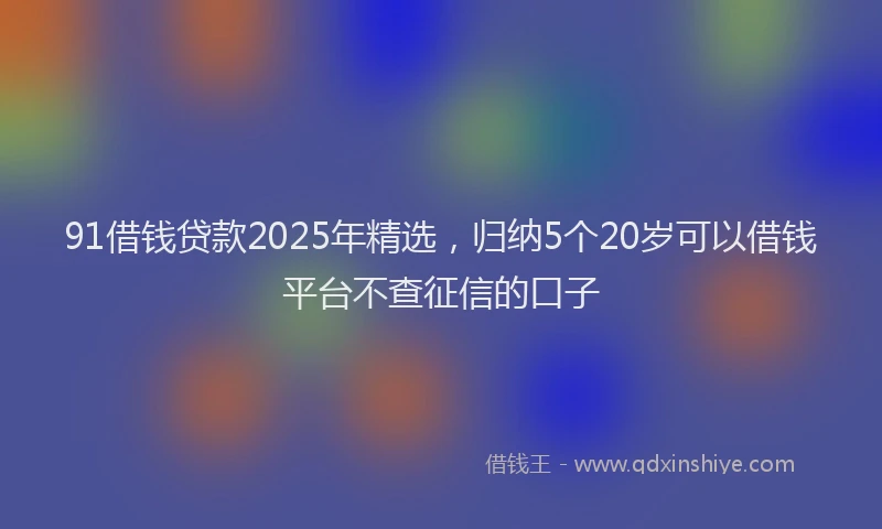 91借钱贷款2025年精选，归纳5个20岁可以借钱平台不查征信的口子