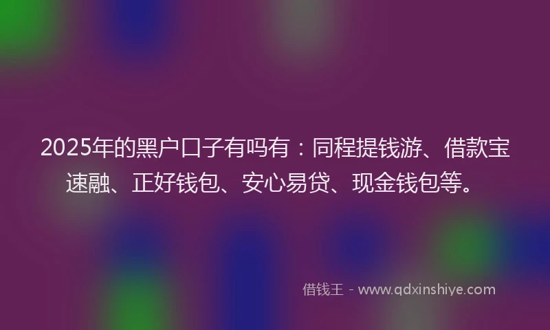 2025年的黑户口子有吗有：同程提钱游、借款宝速融、正好钱包、安心易贷、现金钱包等。