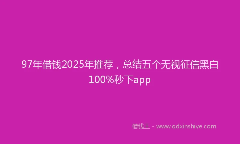 97年借钱2025年推荐，总结五个无视征信黑白100%秒下app