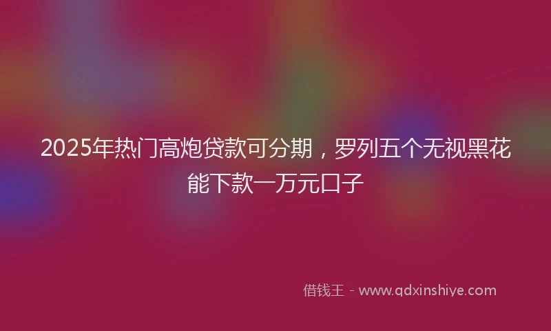 2025年热门高炮贷款可分期，罗列五个无视黑花能下款一万元口子