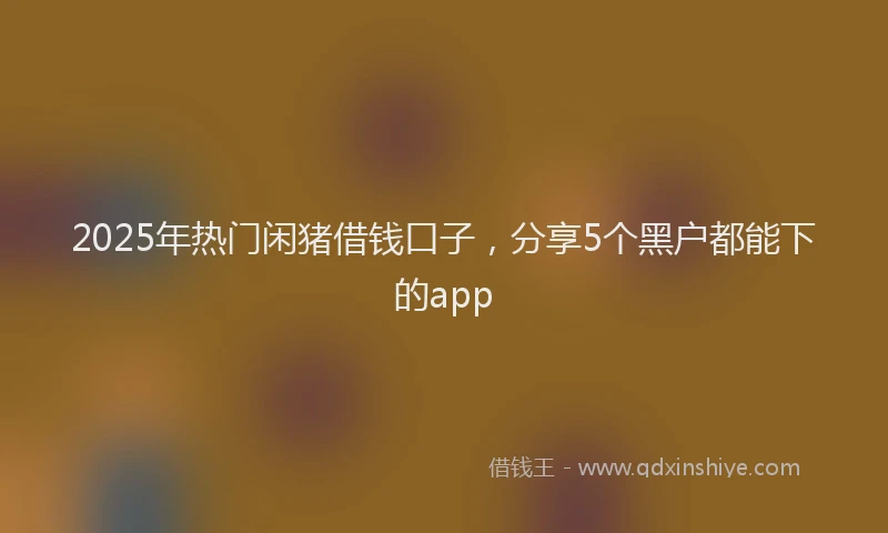 2025年热门闲猪借钱口子，分享5个黑户都能下的app
