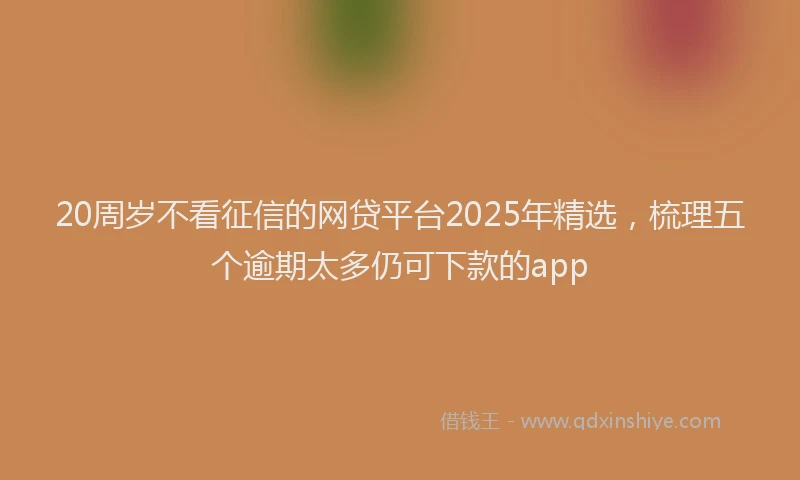 20周岁不看征信的网贷平台2025年精选，梳理五个逾期太多仍可下款的app