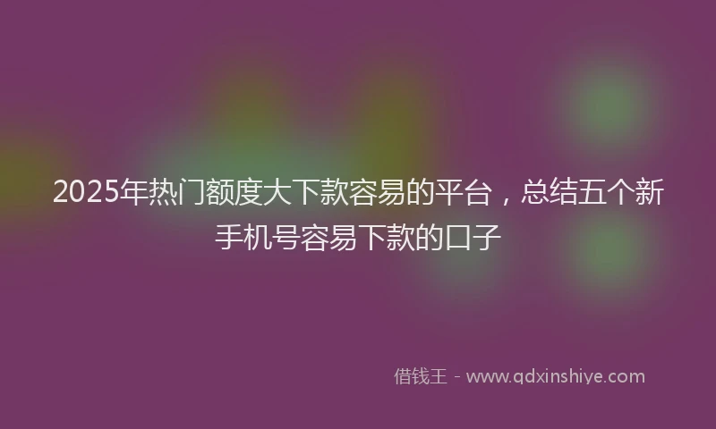 2025年热门额度大下款容易的平台，总结五个新手机号容易下款的口子
