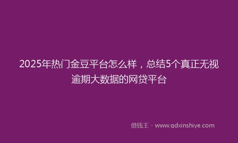2025年热门金豆平台怎么样，总结5个真正无视逾期大数据的网贷平台
