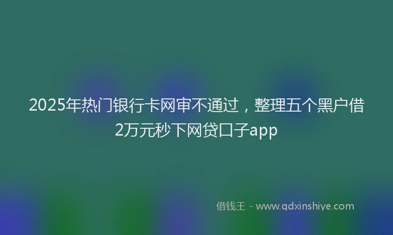 2025年热门银行卡网审不通过，整理五个黑户借2万元秒下网贷口子app