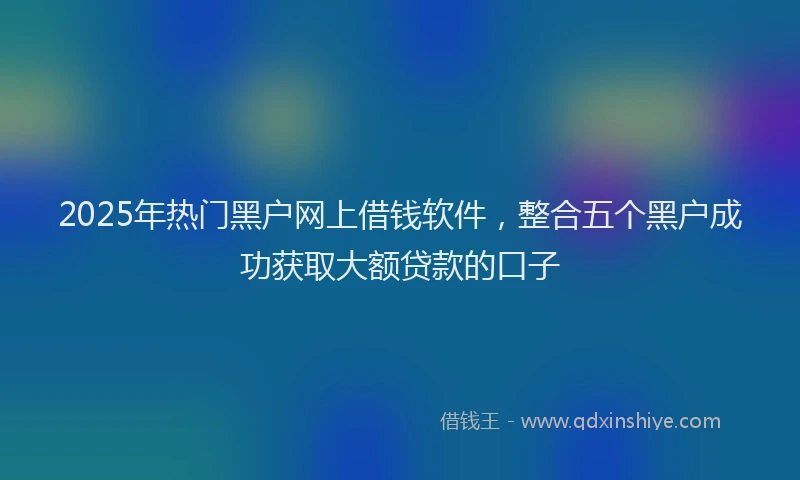 2025年热门黑户网上借钱软件，整合五个黑户成功获取大额贷款的口子