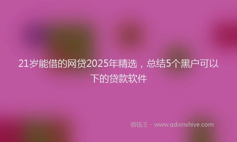 21岁能借的网贷2025年精选，总结5个黑户可以下的贷款软件