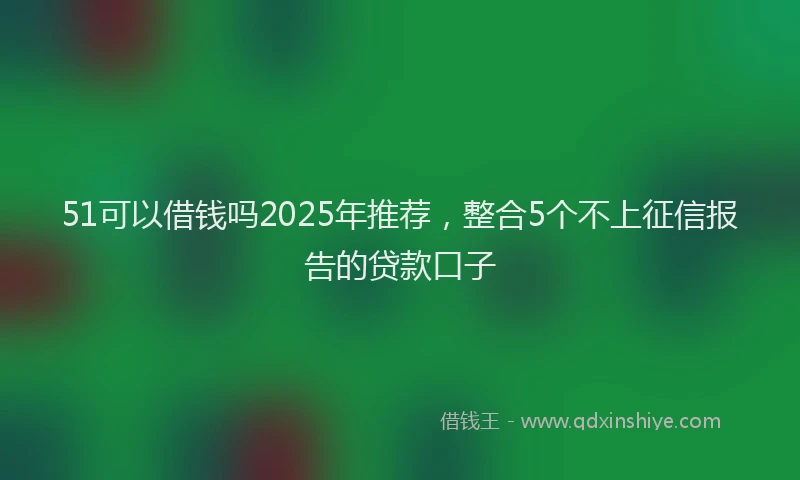 51可以借钱吗2025年推荐，整合5个不上征信报告的贷款口子
