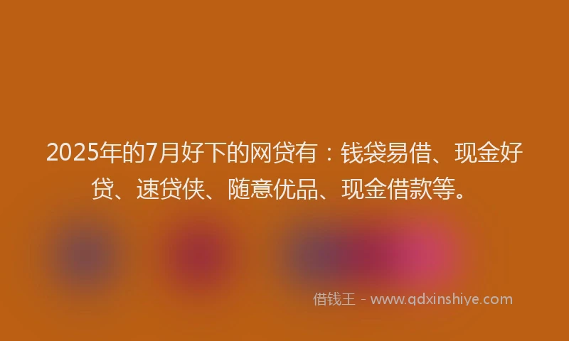 2025年的7月好下的网贷有：钱袋易借、现金好贷、速贷侠、随意优品、现金借款等。