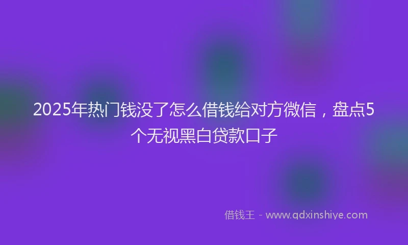 2025年热门钱没了怎么借钱给对方微信，盘点5个无视黑白贷款口子