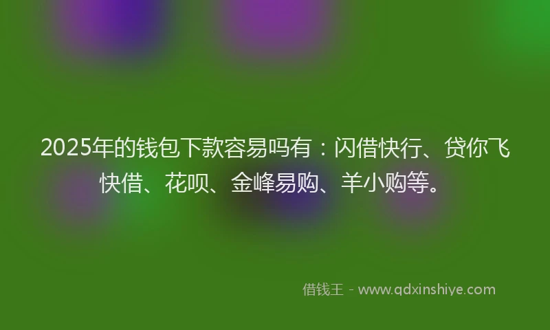 2025年的钱包下款容易吗有：闪借快行、贷你飞快借、花呗、金峰易购、羊小购等。