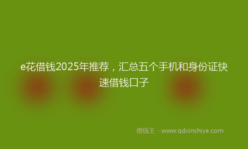 e花借钱2025年推荐，汇总五个手机和身份证快速借钱口子