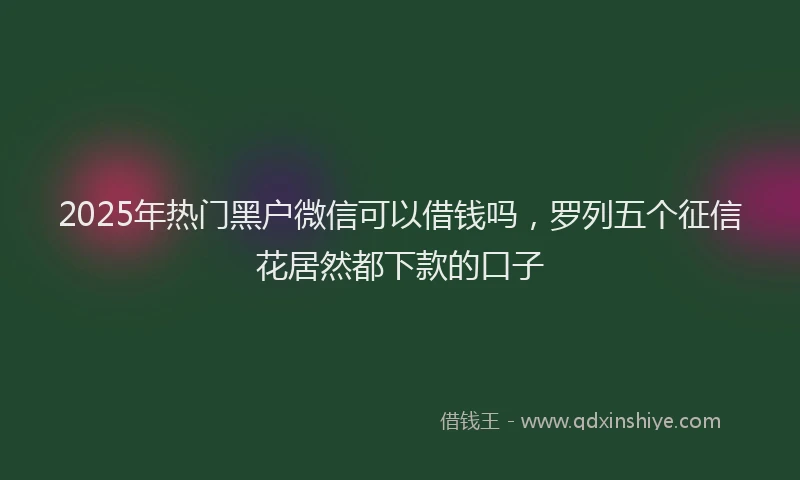 2025年热门黑户微信可以借钱吗，罗列五个征信花居然都下款的口子