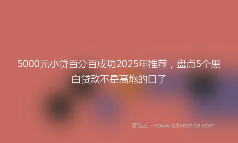 5000元小贷百分百成功2025年推荐,盘点5个黑白贷款不是高炮的口子