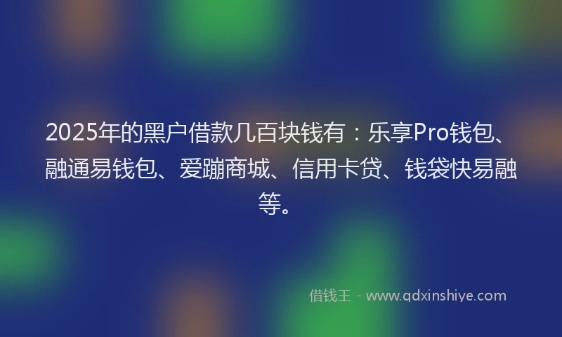 2025年的黑户借款几百块钱有：乐享Pro钱包、融通易钱包、爱蹦商城、信用卡贷、钱袋快易融等。