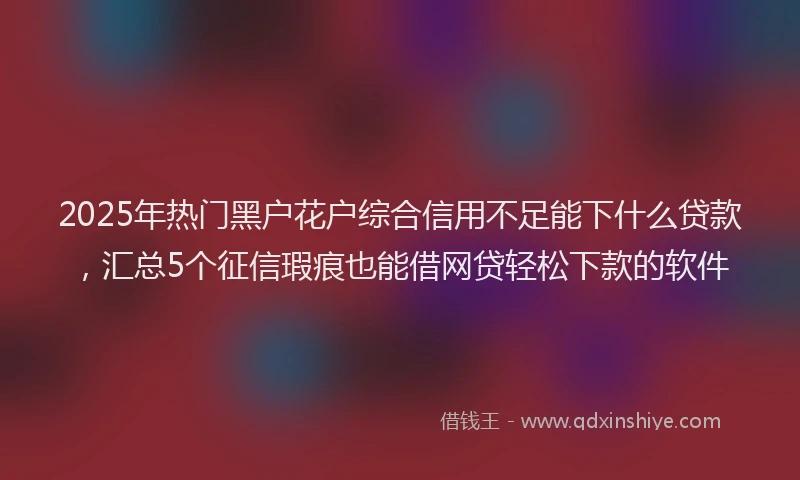 2025年热门黑户花户综合信用不足能下什么贷款,汇总5个征信瑕疵也能借网贷轻松下款的软件