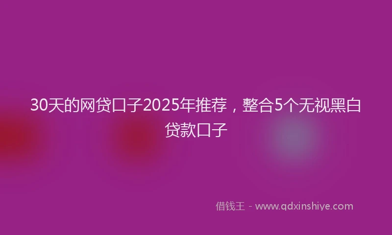 30天的网贷口子2025年推荐，整合5个无视黑白贷款口子