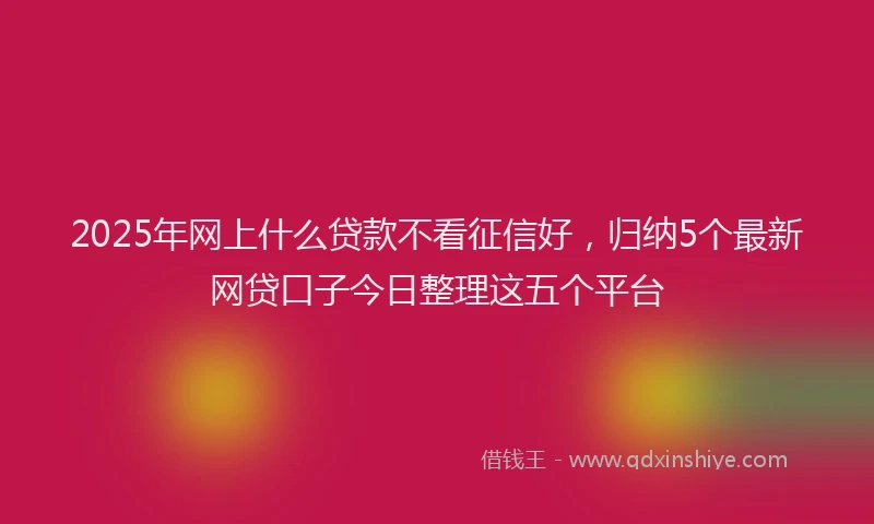 2025年网上什么贷款不看征信好，归纳5个最新网贷口子今日整理这五个平台