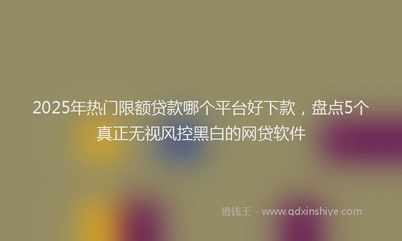 2025年热门限额贷款哪个平台好下款，盘点5个真正无视风控黑白的网贷软件