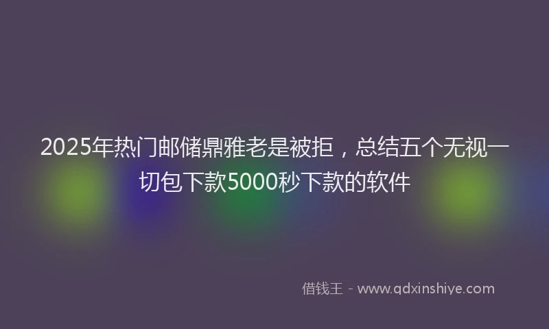 2025年热门邮储鼎雅老是被拒，总结五个无视一切包下款5000秒下款的软件