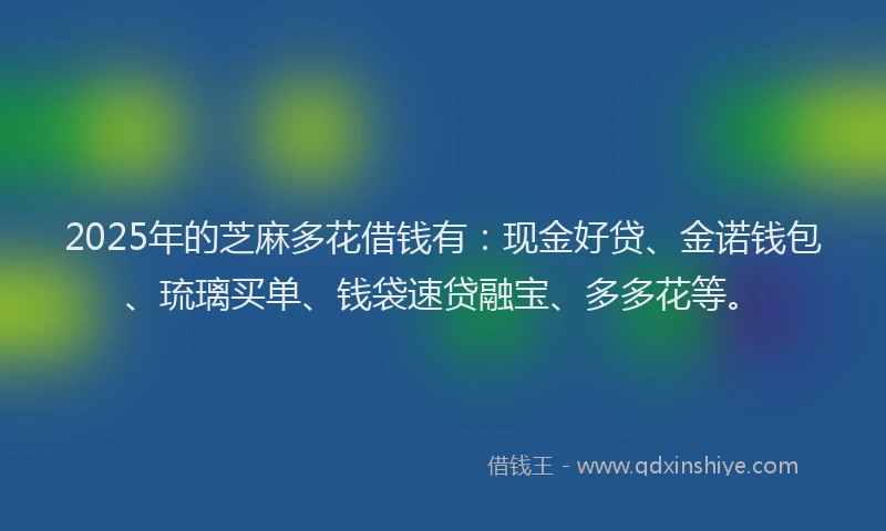 2025年的芝麻多花借钱有：现金好贷、金诺钱包、琉璃买单、钱袋速贷融宝、多多花等。