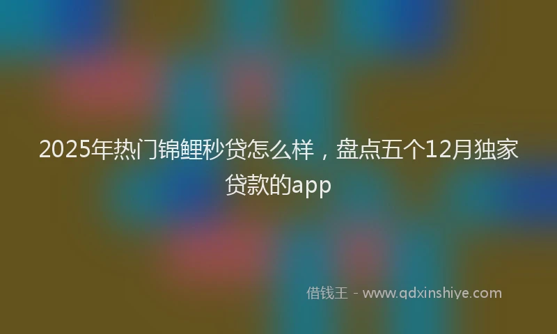 2025年热门锦鲤秒贷怎么样,盘点五个12月独家贷款的app