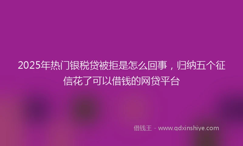2025年热门银税贷被拒是怎么回事，归纳五个征信花了可以借钱的网贷平台