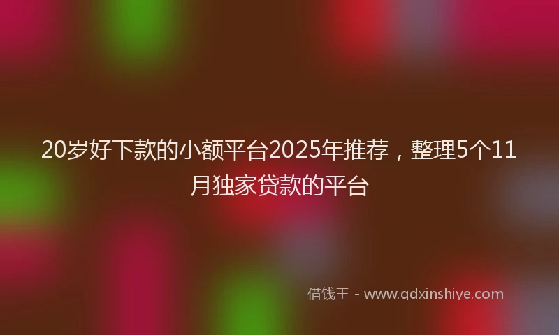 20岁好下款的小额平台2025年推荐，整理5个11月独家贷款的平台