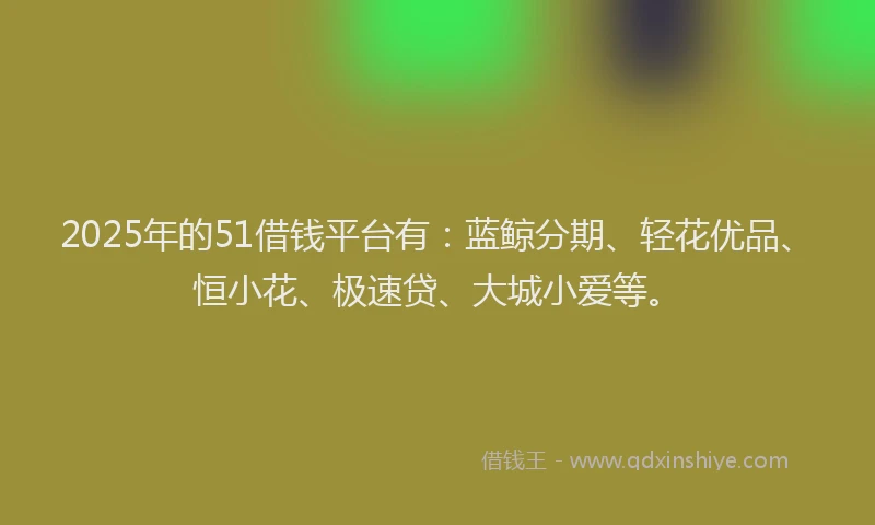 2025年的51借钱平台有：蓝鲸分期、轻花优品、恒小花、极速贷、大城小爱等。