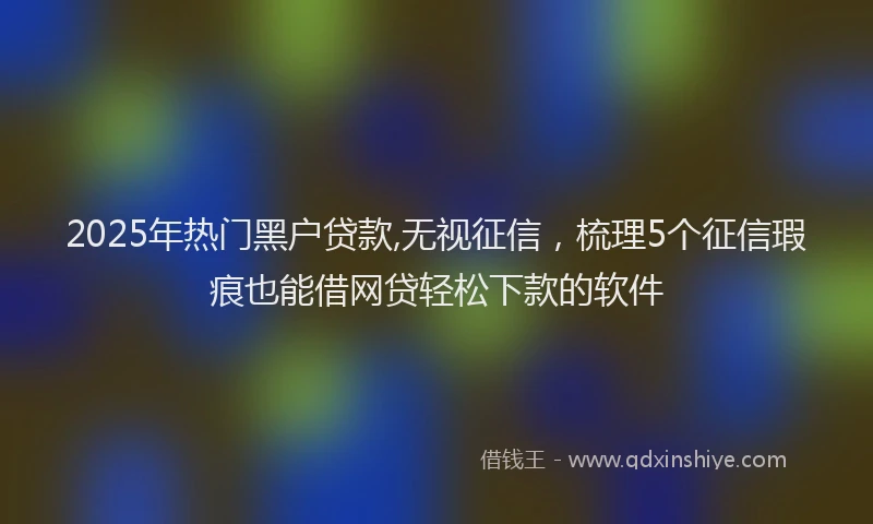 2025年热门黑户贷款,无视征信，梳理5个征信瑕疵也能借网贷轻松下款的软件