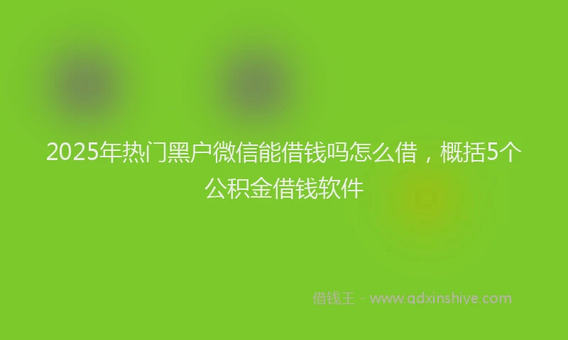 2025年热门黑户微信能借钱吗怎么借，概括5个公积金借钱软件